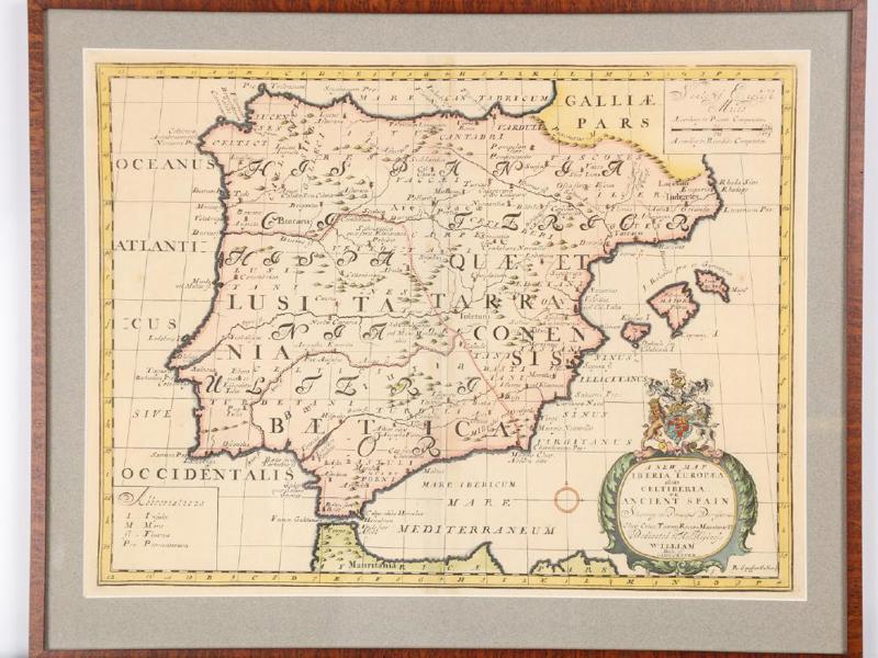 Karta, "A NEW MAP OF IBERIA EUROPEAU ALAUS CELT IBERIA", kolorerat kopparstick, bildmått 37x48 cm_835a_8daf8a381a985e6_lg.jpeg